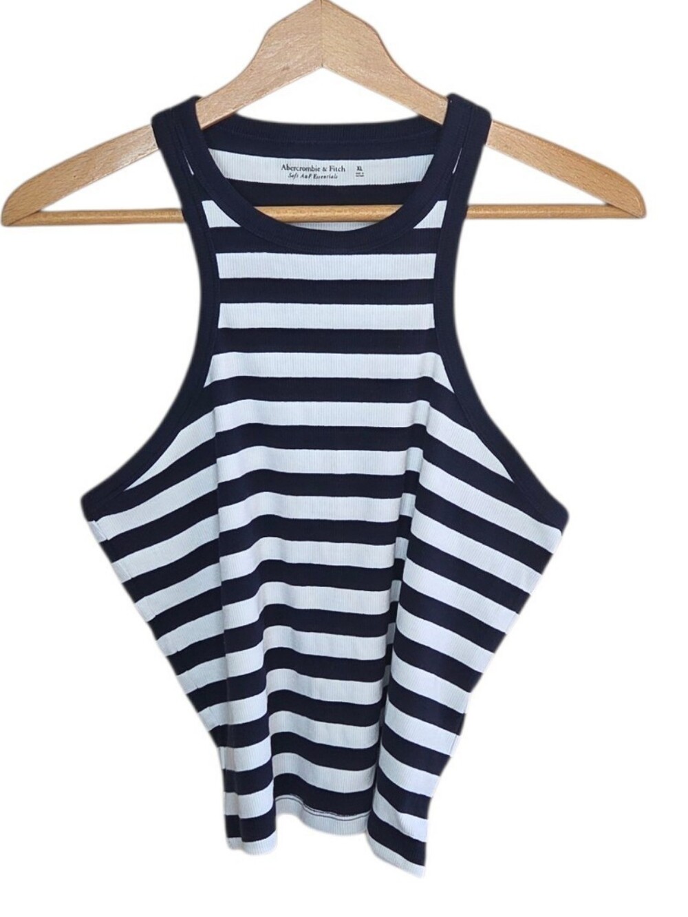 Abercrombie & Fitch Soft Essential Navy White Striped Cropped Tank Top Size XL